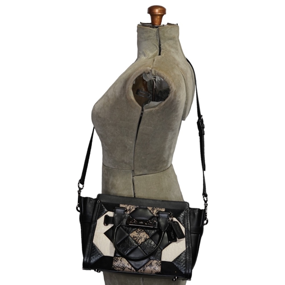 Canyon Quilt Coach Swagger 27 In Exotic Embossed Leather Crossbody Purse